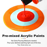 AUREUO Metallic Acrylic Pouring Paint Set 4 Colors (4 Oz./ 120 ml Bottles) High Flow Pre-Mixed Acrylic Paints & 9x12 Stretched Canvas, Silicone Oil and Supplies, All-in-One Pouring Kit