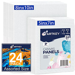 Canvas Panels 24-Pack 5x7, 8x10 Inch, 10 oz Triple Primed Acid-Free 100% Cotton Paint Canvases for Painting, Blank Flat Canvas Board for Oil Paint Acrylics Pouring Watercolor Tempera Paint
