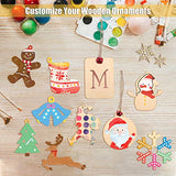 Fuyit 125Pcs Unfinished Wooden Christmas Ornaments, 10 Shape Predrilled Wood Slices Cutouts for Holiday Hanging Embellishments, Painting, DIY Crafts