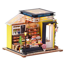 F Fityle 3D LED Light DIY Miniature Dollhouse 1/12 Sweet Baking Shop with Furniture Kit for Kids Birthday Holiday New Year Gift 6+ Years Old - Without Cover