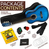 Beginner 36” Classical Acoustic Guitar - 3/4 Junior Size 6 String Linden Wood Guitar w/ Gig Bag, Tuner, Nylon Strings, Picks, Strap, For Beginners, Adults - Pyle PGACLS82BLU (Blue Burst) Blue Fade