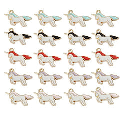 50pcs Mix Color Alloy Cute Enamel Unicorn Charms Pendant for Girls Kids Hypoallergenic Necklace