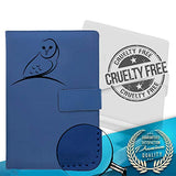The Nature Owl Refillable Writing Journal | Faux Leather Cover, Magnetic Clasp + Pen Loop | Blank Notebook | 200 Lined Pages, 6 x 8.5 Inches for Travel, Personal, Poetry | Blue | The Amazing Office