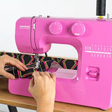 Janome Pink Sorbet Easy-to-Use Sewing Machine with Interior Metal Frame, Bobbin Diagram, Tutorial