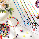 2400 Pcs Evil Eye Beads Kits Includes 400pcs 8 mm Flat Evil Eye Beads 2000pcs 4 mm Glass Seed Beads Colorful Bracelet Making Kit DIY Evil Eye Beads for Jewelry Bracelets Earring Making Kit