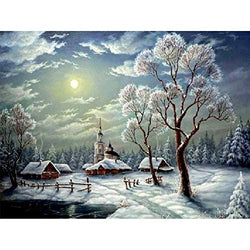 Treat Me Diamond Painting Kits for Adults Full Drill Square Rhinestone Arts Snow scene Pattern for Home Wall Decor, 30x40cm/11.8x15.7in