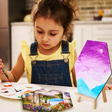 48 Packs Canvases for Painting with 8 Pcs Mini Wooden Easel Mini Canvas Round Hexagon Rectangle Square Painting Canvas Panels Canvas Boards Canvas Painting Kit for Kids Adult Art Oil Watercolor