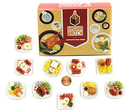 Magma Brick Mixed 10 Assorted Breakfast Set - Miniature Food, Tiny Food for Decoration Dollhouse, Doll House, Diorama (Scale 1:12, 1/12)