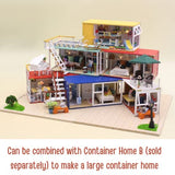DIY Miniature Dollhouse Kit Container Home A - Tiny House Building Kit - with Dust Cover Music Box - Build Miniature Dollhouse Furniture and Mini House - Miniature Kits to Build for Adults