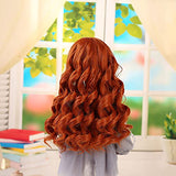 Lllunimon Doll Wig Soft Fluffy Long Orange-Brown Curly Wig, SD MSD DOD BJD Doll Wig Centre Parting,for 1/3 BJD Doll