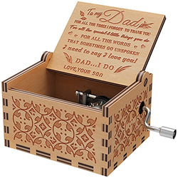 You are My Sunshine Wood Music Boxes, Laser Engraved Vintage Wooden Sunshine Musical Box for Birthday/Christmas/Valentine's Day (Sun to Dad)
