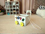 Toy Box on Wheels, Miniature Dollhouse Storage Chest Wooden Handmade Furniture