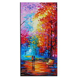 Tyed Art- Contemporary Art Oil Painting On Canvas Textured Tree Painting Palette Knife Abstract Landscape Wall Paintings Home Office Decorations Canvas Wall Art Painting 24x48inch