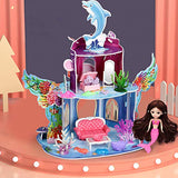 Dollhouse, Playset Two-Story Mermaid Cottage Doll House with Furniture & Accessories Kit for Girls, Indoor DIY Dream Playhouse with Doll for Kids