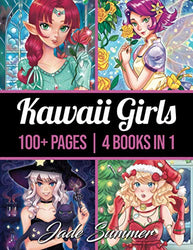 100 Kawaii Girls: An Adult Coloring Book Collection with Cute Portraits, Fantasy, Horror, Christmas, and More! (Kawaii Girls Coloring Books)