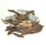 Bonayuanda 100 Gram (Approx 40-50pcs) Assorted DIY Antique Feather and Wing Charms Pendant Craft