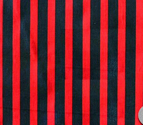 Polycotton Fabric Printed SMALL STRIPES RED BLACK / 60" Wide / Sold by the Yard