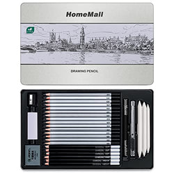 HomeMall Sketch Pencils for Drawing, 29 Pcs Sketching Art Set, Professional Complete Artist Kit, Art Pencils, Graphite Pencils for Drawing, Charcoal Pencils for Drawing, Blend Stumps, Erasers