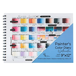 HG Art Concepts Painters Color Diary - 9x12" Spiral-Bound Acid-Free Color Swatch Book with 10 Pages for Watercolor & Mixed Media - Single