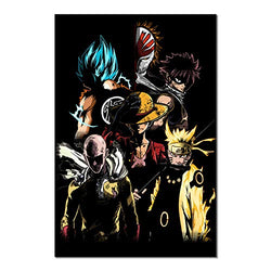 Anime Naruto Poster One Piece Luffy One Punch Man Print on Canvas Wall Picture for Living Room Decor (Unframed, ONE PUNCH-MAN)