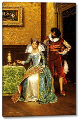 The Attentive Courtier by Adolphe Alexandre Lesrel - 12" x 18" Gallery Wrap Giclee Canvas Print - Ready to Hang