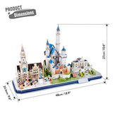 CubicFun 3D Puzzle for Adults Kids Bavaria Cityline Building Model Kits Collection Toys Gift for Men and Women, Neuschwanstein Castle, New Town Hall, and Linderhof Palace 178 Pieces