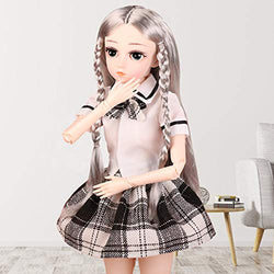 UCanaan BJD Dolls, 1/4 SD Doll 18 Inch 18 Ball Jointed Doll DIY Toys with Full Set Clothes Shoes Wig Makeup, Best Gift for Girls-Irene