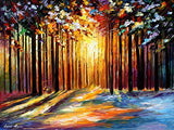 Forest Painting Winter Wall Art Snow Canvas By Leonid Afremov - Sun Of January