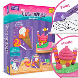 Imagimake Clay Murals Candyland - Modeling Clay for Kids - Arts and Crafts for Kids Ages 6-8 - Air Dry Clay for Kids - Gifts for 5, 6, 7, 8 Year Old Girls - Glass Paint for Kids