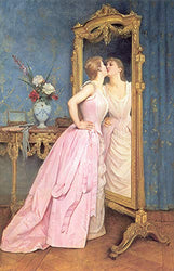 Auguste Toulmouche Vanity 1889 Private Collection 30" x 19" Fine Art Giclee Canvas Print (Unframed) Reproduction