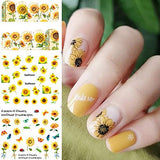 Sunflower Nail Art Stickers Floral Flower Nail Art Water Decals Transfer Foils for Nails Supply Watermark Sunflower Small Daisies Flowers Mix DIY Design Decoration Accessories for Girl