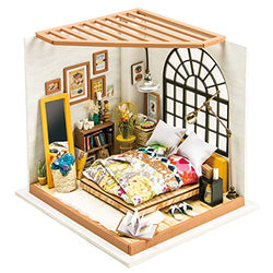 Rolife DIY Miniature Dollhouse Kits with Accessories and Furniture-Creative Toys-Model Building Playset-Home Decor-Wooden Mini House-Best Birthday for Boys and Girls (07 Bedroom)