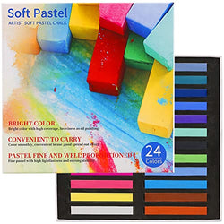 LOONENG Non Toxic Soft Pastels Chalk, Soft Chalk Pastels Stick for Crafts Projects, Drawing, Blending, Layering, Shading, 24 Brilliant Assorted Colors