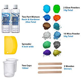 ResinArt 20oz Kit: Clear Casting & Coating Epoxy, 10 Mica Pigments, 2 Glow in The Dark Colors, 3 Accessories