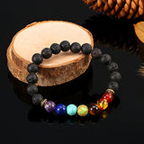 Bememo 200 Pieces Chakra Beads and Black Lava Rock Stone Volcanic Stone for Jewelry Bracelet