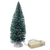 Mini Christmas Bottle Brush Tree with LED Rice Lights - Lighted Green Model Tree for Xmas Decoration Diorama Holiday Village Accessory Crafts Winter Scene Landscape DIY Tabletop Scenes - 9 Inch…