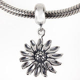 Sunflower Charm 925 Sterling Silver Flower Pendant Dangle Bead for Bracelet