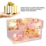 WYD Pink Girls Dollhouse Miniature DIY Mini DollhouseWith Furniture Kit Creative Toy Home Decoration Manual Assembly Doll House