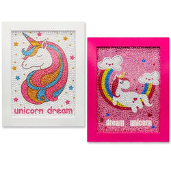 JOLLIBARREL Diamond Painting Kits for Kids with Wooden Frames, 7x9 inch 5D Easy Unicorn Diamond Art for Kids, Gem Painting Crafts Great Diamond Painting Gift for 6 8 10 12 Year Old - 2 Pack