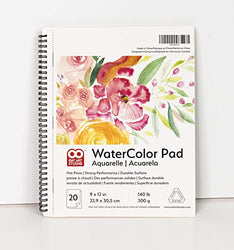 OAT ART STUDIO Watercolor Paper Pad, Heavyweight Hot Press and Micro-Perforated, Side Wire Bound, 140 Pound, 9 x 12 Inch, True to Size, 20 Sheets