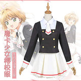 Anime Cosplay Card Captor Sakura Cos Japanese Uniform Daily Woman Girls Kinomoto Sakura Cosplay Costume Top+Skirt+tie+Socks (L) Black