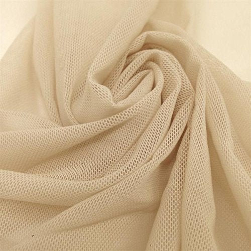 Solid Power Mesh Fabric Nylon Spandex 60" Wide Stretch Sold BTY Many Colors (Khaki, 5 YARD)