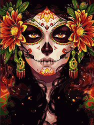 Sugar Skull Girl Diamond Painting DIY 5D, Numbering Kit, Mexico Day of The Dead Artwork /Pictures Fashion Makeup Wall Art Crystal Rhinestone Embroidery Painting Home Decor Adults Gift(12''Wx 16''H)
