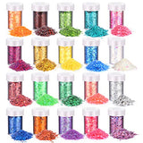 20 Boxes Chunky Glitters Sequins, Teenitor Holographic Cosmetic Festival Iridescent Flakes Paillettefor Body Face Hair Make Up Nail Art Mixed Color Glitter, 20 Colors,17g Each Bottle