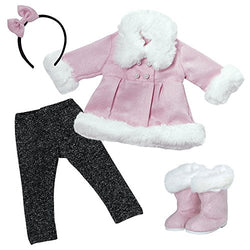 Adora Amazing Girls 18" Doll Clothes - Stylish Pink Snowy Winter Outfit with Pink Coat, Leggings, Boots, Headband (Amazon Exclusive)