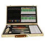 U.S. Art Supply 50-Piece Acrylic Painting Set with 12 Pack of 8 X 10" Professional Artist Quality Canvas Panels, 24 Acrylic Colors, Colored Pencils, Graphite Pencils, Brushes, 5.5" Manikin