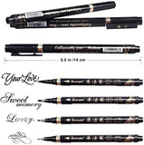 Calligraphy Pens, 6Pcs Calligraphy Pen Set for Lettering, Black Brush Marker Pen Hand Lettering Pens for Writing, Signature, Illustration, Design and Drawing(4 Sizes)
