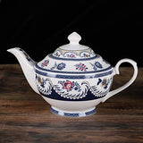 fanquare 15 Piece Blue Vintage Porcelain Tea Set for 6, Tea Party Set for Women, Floral Coffee Set Sercive for 6