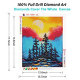 RICUVED DIY 5D Diamond Painting Kit, Full Round Drill Diamond Art for Adults Mountains Crystal Rhinestone Embroidery Cross Stitch for Home Wall Decor - 13.8x17.7in