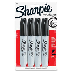 Sharpie Permanent Marker - 5.3 mm Marker Point Size - Chisel Marker Point Style - Black Ink - 4 /